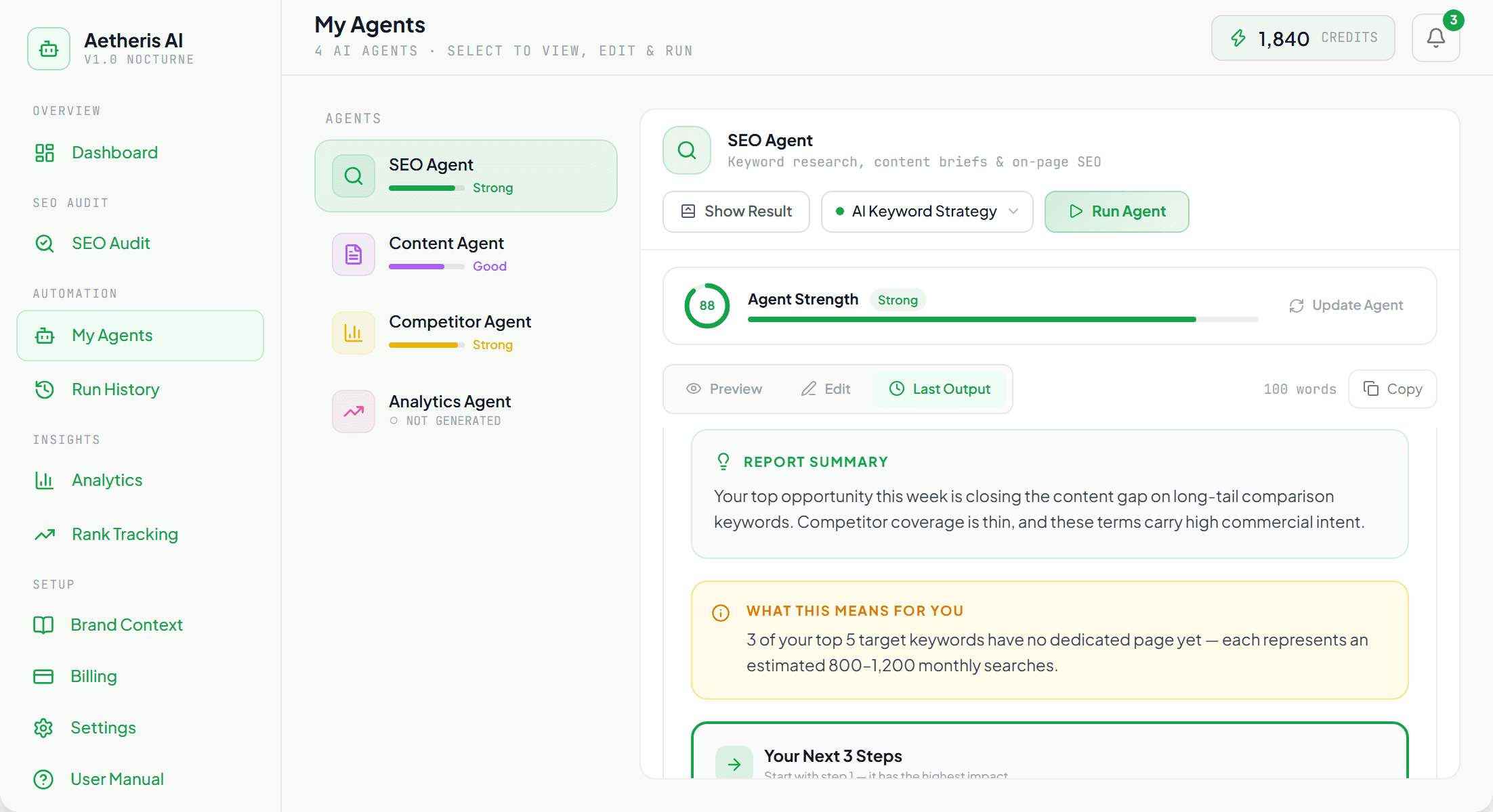Sample AI Keyword Strategy report